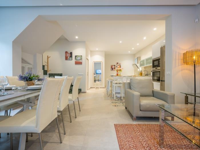 Living room with access to open plan kitchen