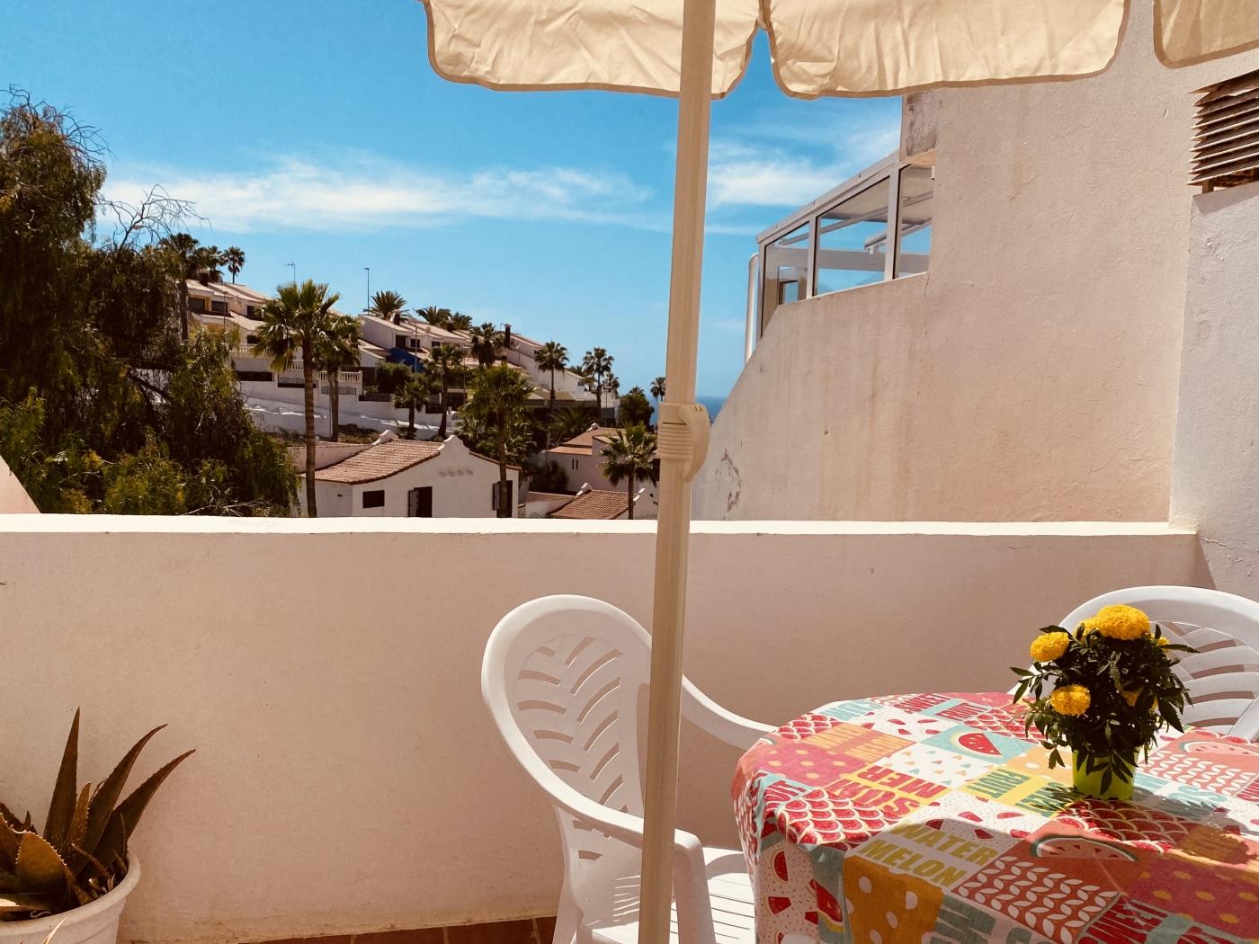 1-bedroom flat with sunny terrace and partial sea view in San Eugenio Alto